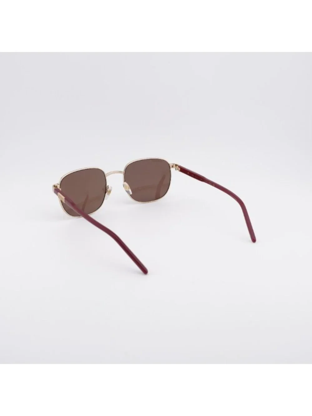 Gucci GG1799S 004 Sunglasses Gold/Burgundy Square Frame, Brown Lenses